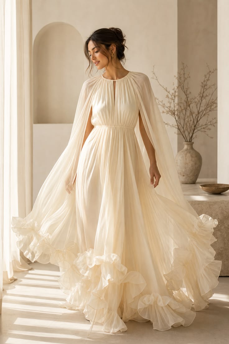 Ivory Chiffon Party Gown thumbnail 3