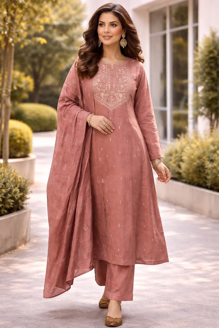 Rosewood Embroidered Kurta Set