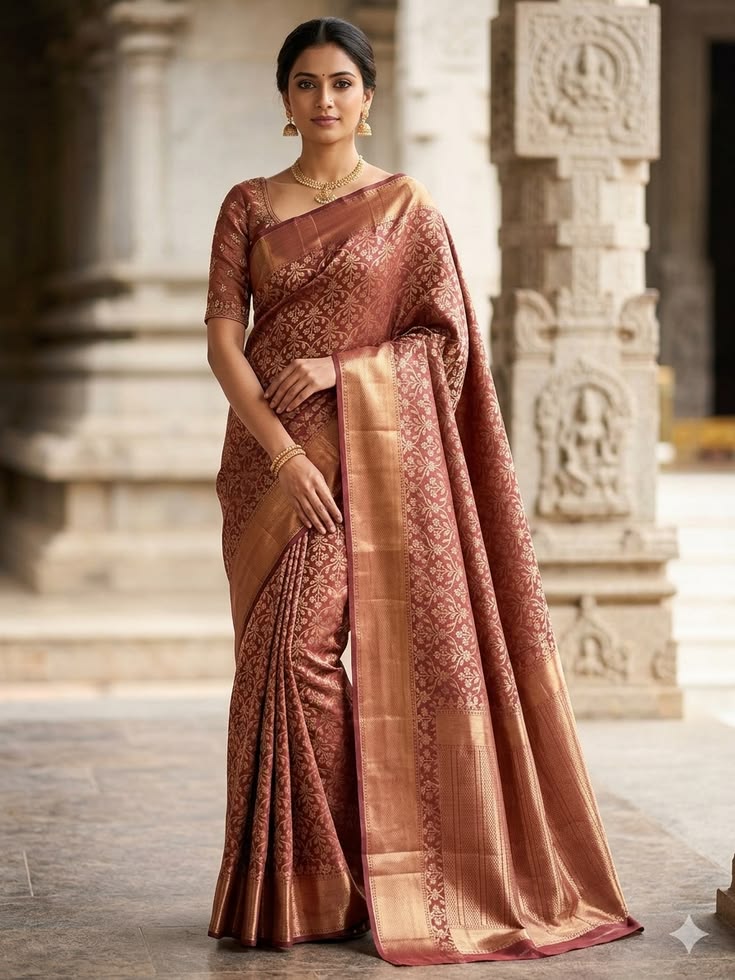 Terracotta Silk Banarasi Saree